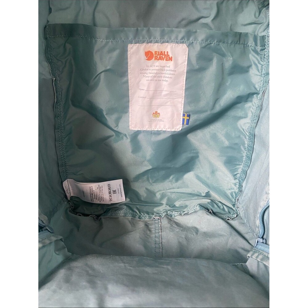 Rare Fjallraven Classic Kånken Sky Blue Backpack Laptop Pocket Everyday School - Picture 11 of 16